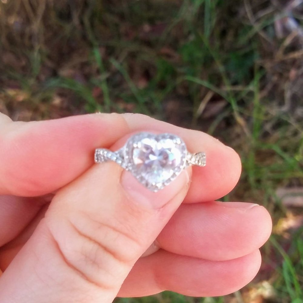 2 FOR 1: Sterling Silver Cubic Zirconia Heart Ring - Picture 4 of 10